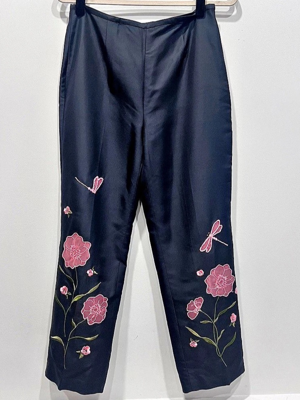 Yves Cossette Depeche Mode Silk Floral Embroidered Trousers Size 10 Like New